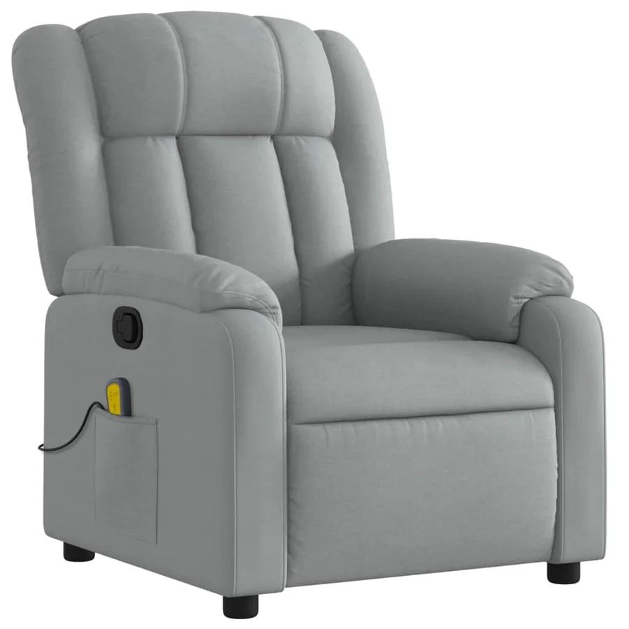 Fauteuil inclinable de massage gris clair tissu - 3