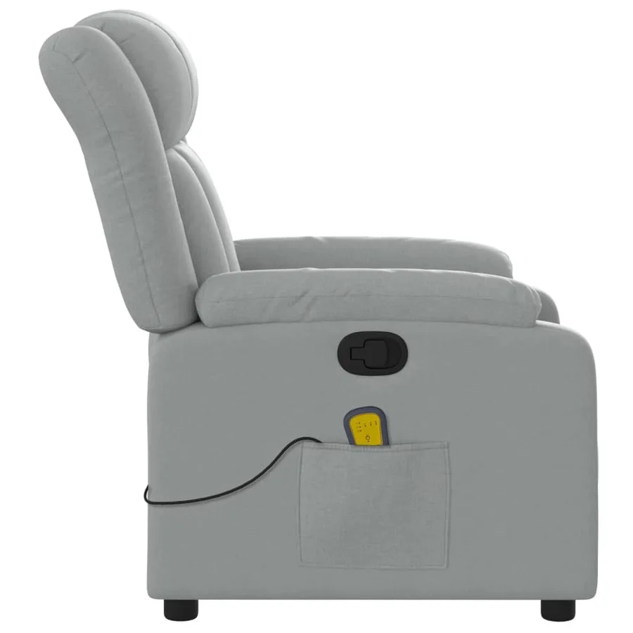 Fauteuil inclinable de massage gris clair tissu - 8