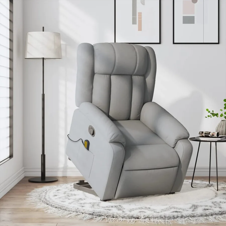 Fauteuil de massage inclinable Gris clair Tissu - 16
