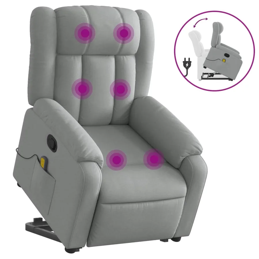 Fauteuil de massage inclinable Gris clair Tissu - 2