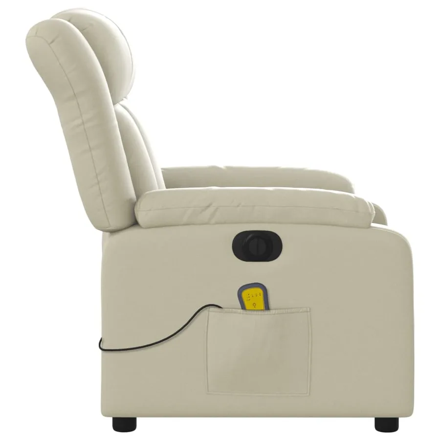 Fauteuil de massage inclinable électrique crème similicuir - 10