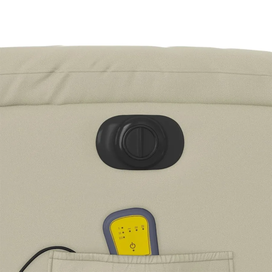 Fauteuil de massage inclinable électrique crème similicuir - 12