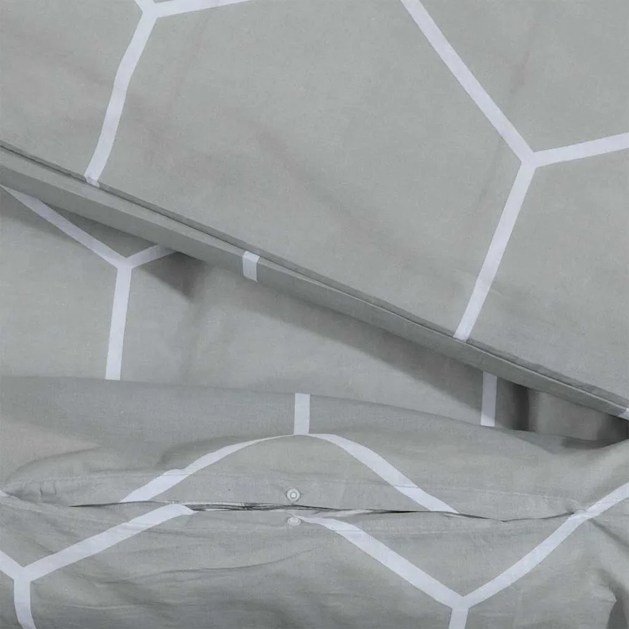 Ensemble de housse de couette Gris 140x200 cm Coton - 4
