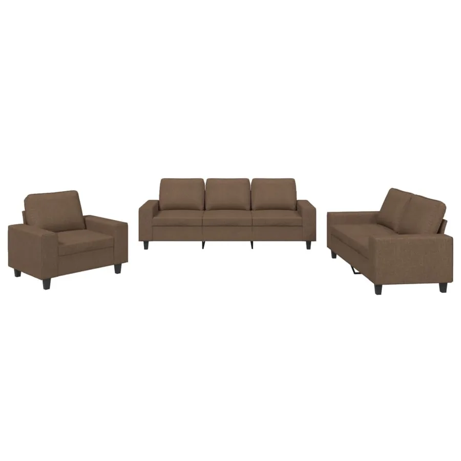 Ensemble de canapés 3 pcs marron tissu - 2
