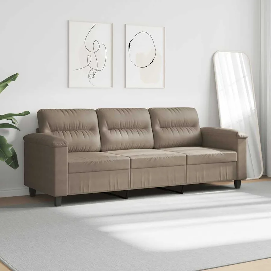 Canapé à 3 places Taupe 180 cm Tissu microfibre - 3