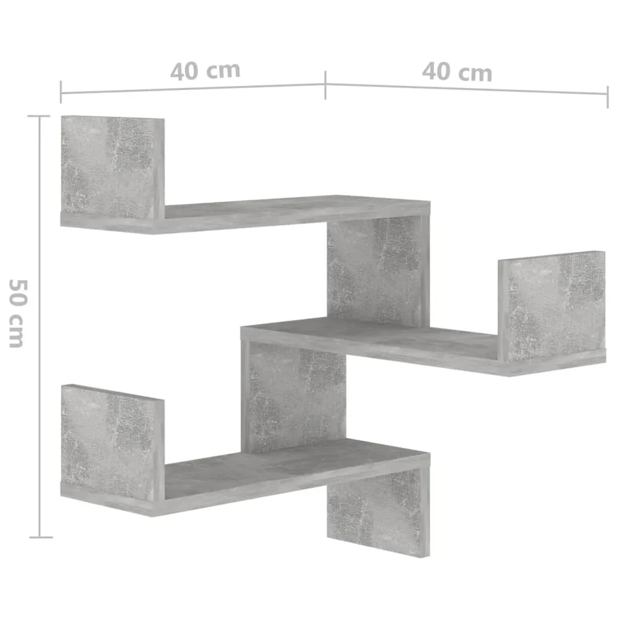 Étagère murale d'angle Gris béton 40x40x50 cm Bois d’ingénierie - 8