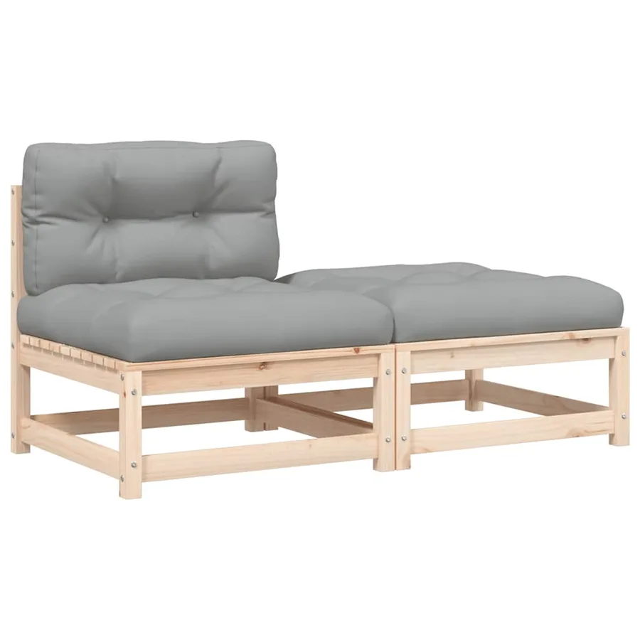 Canapé de jardin sans accoudoirs avec coussins et repose-pieds - 2