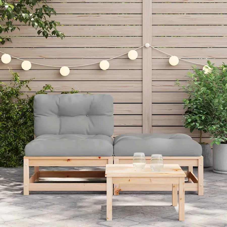Canapé de jardin sans accoudoirs avec coussins et repose-pieds - 3