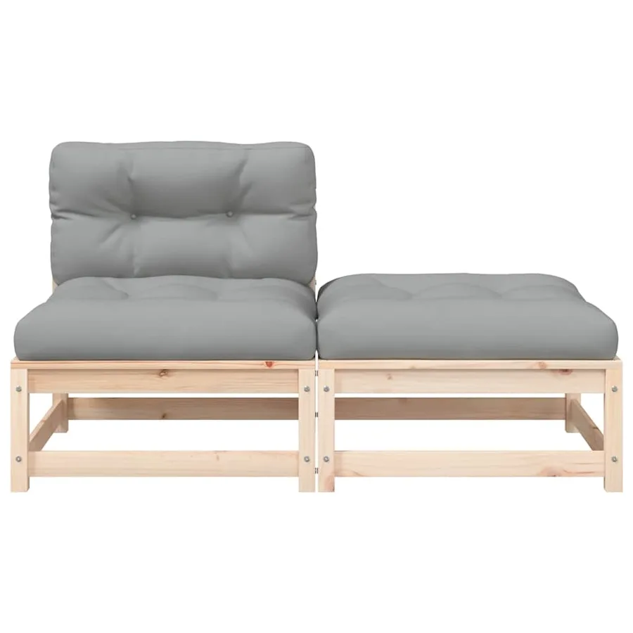 Canapé de jardin sans accoudoirs avec coussins et repose-pieds - 5