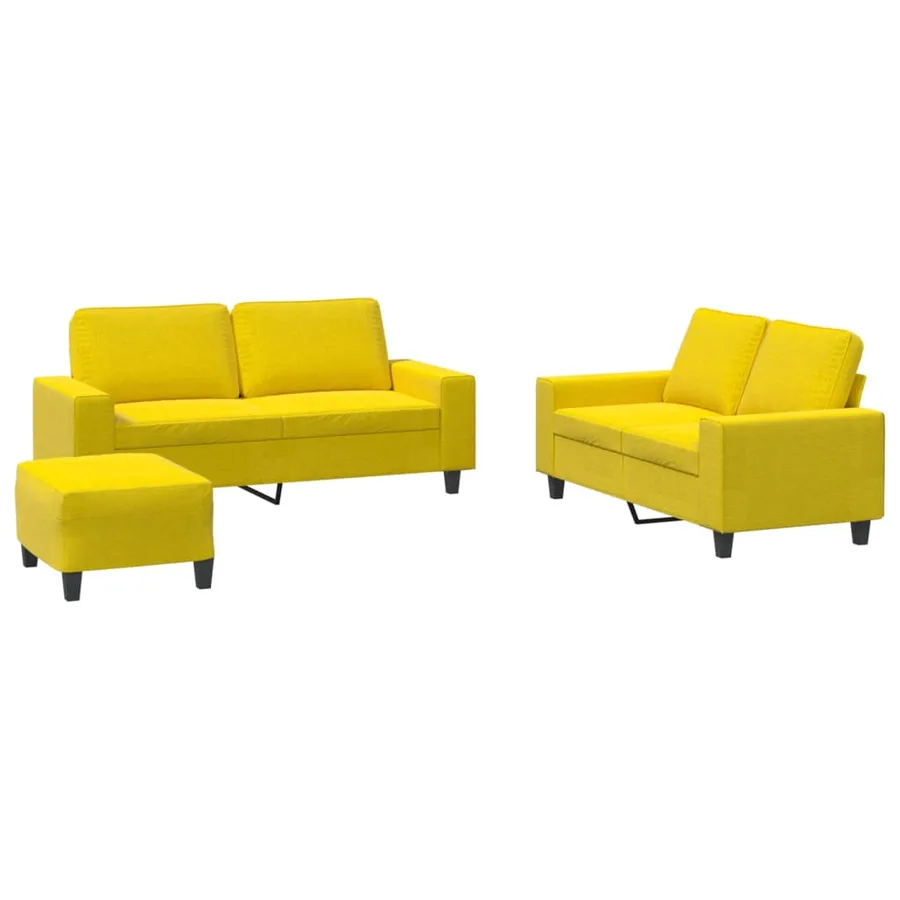 Ensemble de canapés 3 pcs jaune clair tissu - 2