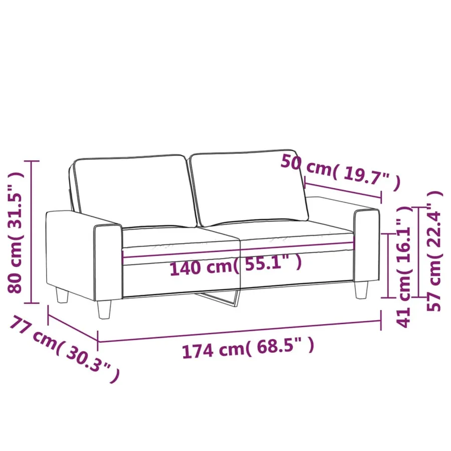 Canapé à 2 places Crème 140 cm Tissu - 8