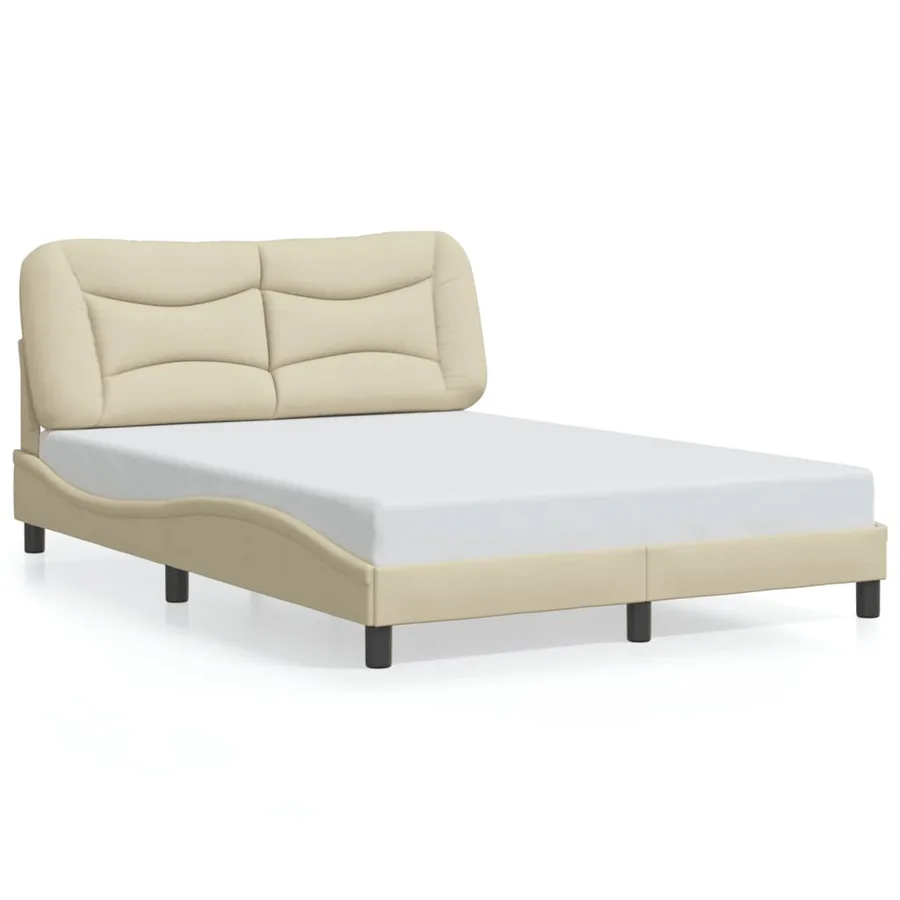 Cadre de lit avec LED sans matelas Hvar crème 140x200 cm tissu - 5