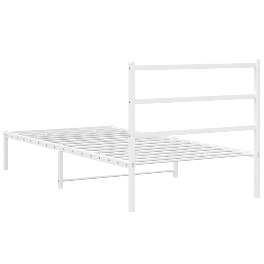 Cadre de lit métal sans matelas et tête de lit blanc 100x190 cm - 7