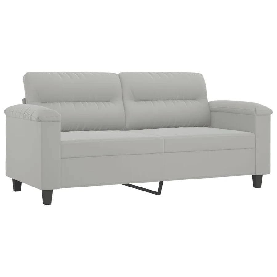 Ensemble de canapés 2 pcs coussins Gris clair Tissu microfibre - 4