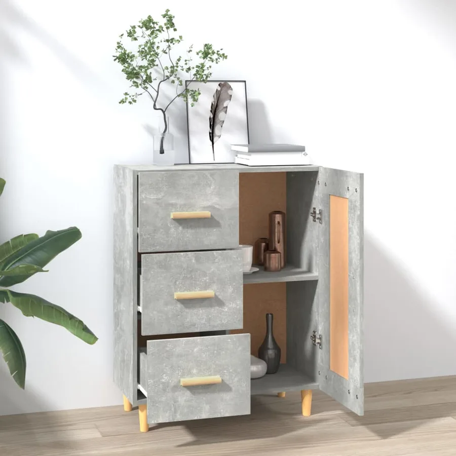 Buffet Gris béton 69,5x34x90 cm Bois d'ingénierie - 3