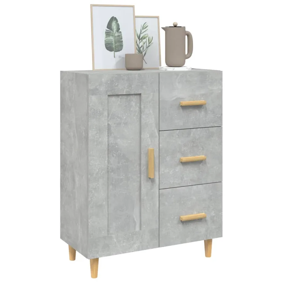Buffet Gris béton 69,5x34x90 cm Bois d'ingénierie - 4