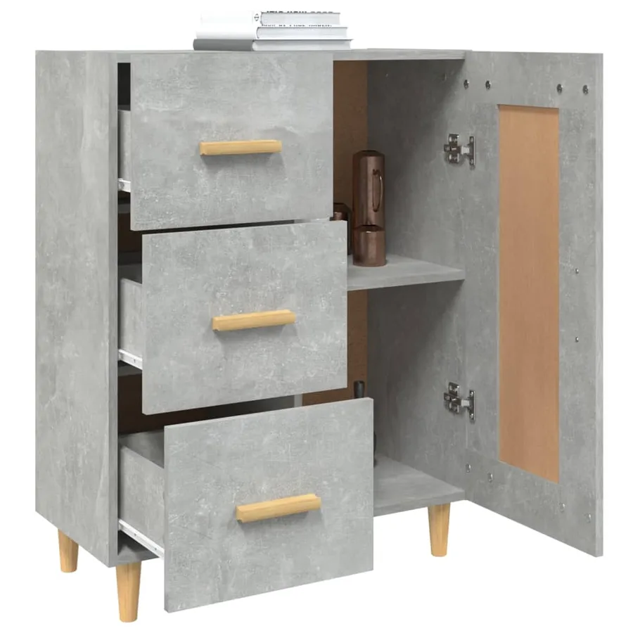 Buffet Gris béton 69,5x34x90 cm Bois d'ingénierie - 5