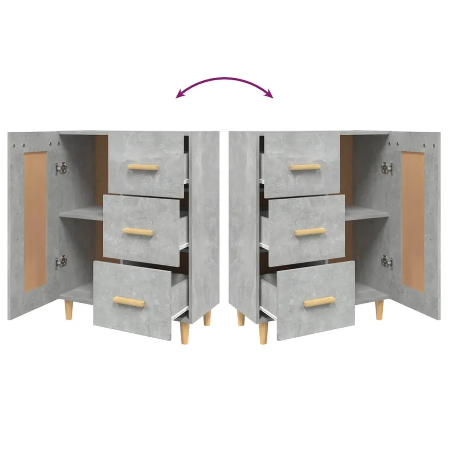 Buffet Gris béton 69,5x34x90 cm Bois d'ingénierie - 9