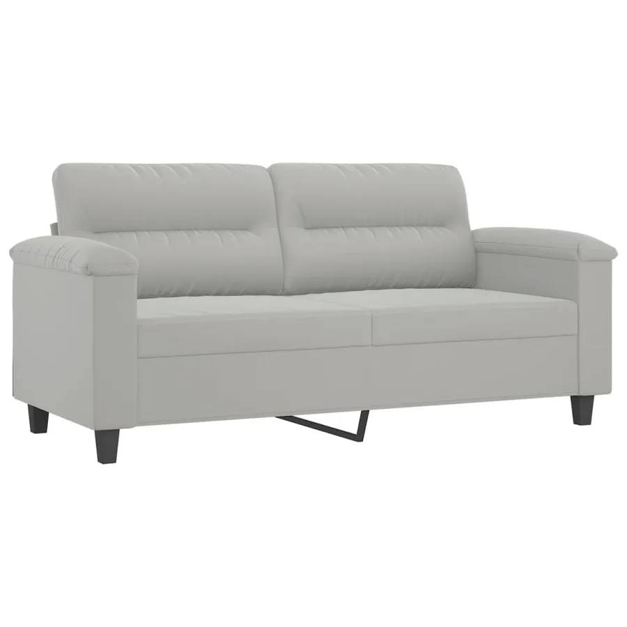 Ensemble de canapés 3 pcs coussins Gris clair Tissu microfibre - 4