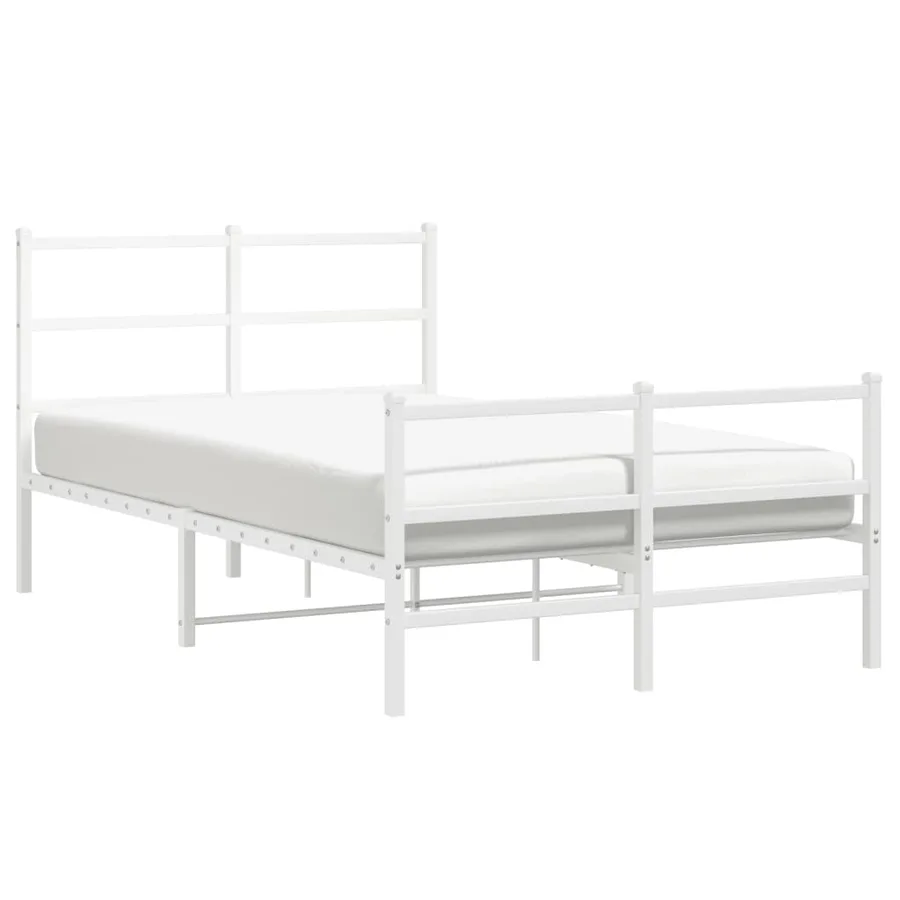 Cadre de lit métal sans matelas et pied de lit blanc 120x190 cm - 4