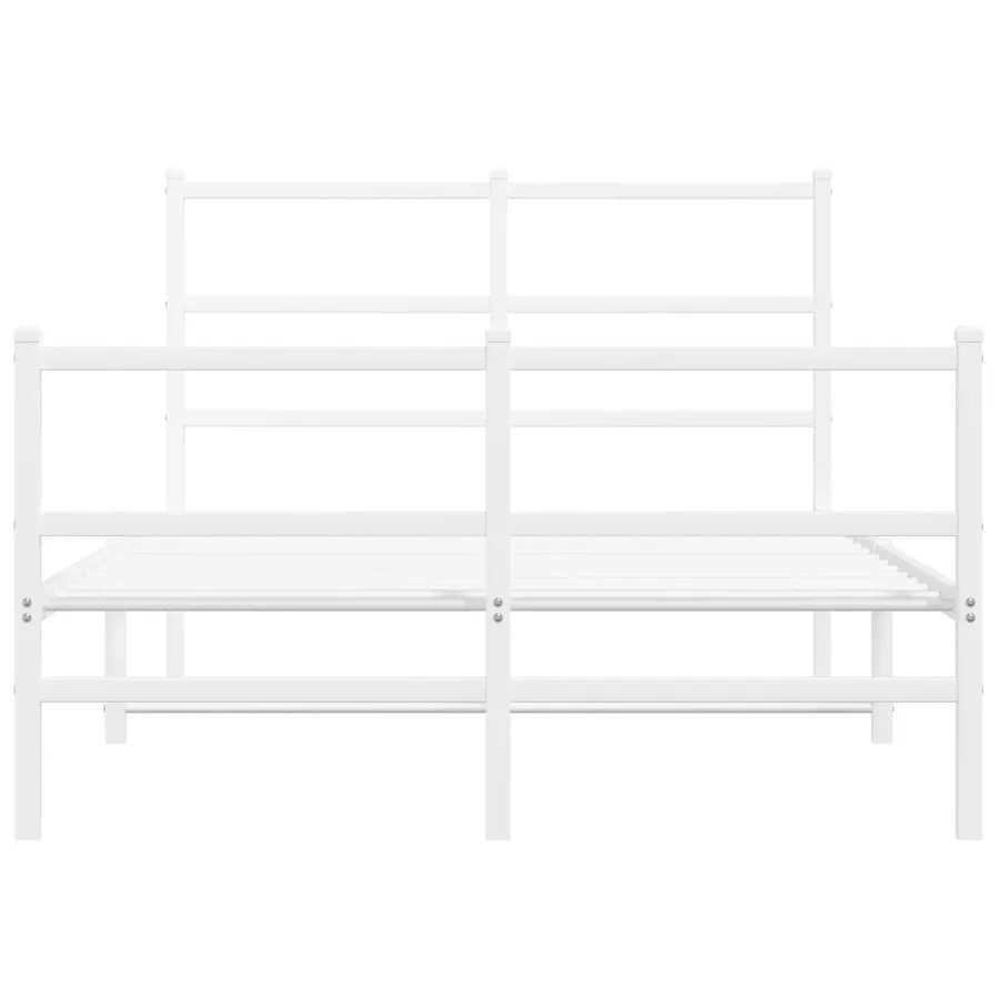 Cadre de lit métal sans matelas et pied de lit blanc 120x190 cm - 5