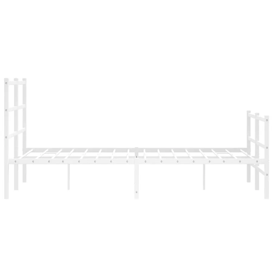 Cadre de lit métal sans matelas et pied de lit blanc 120x190 cm - 6