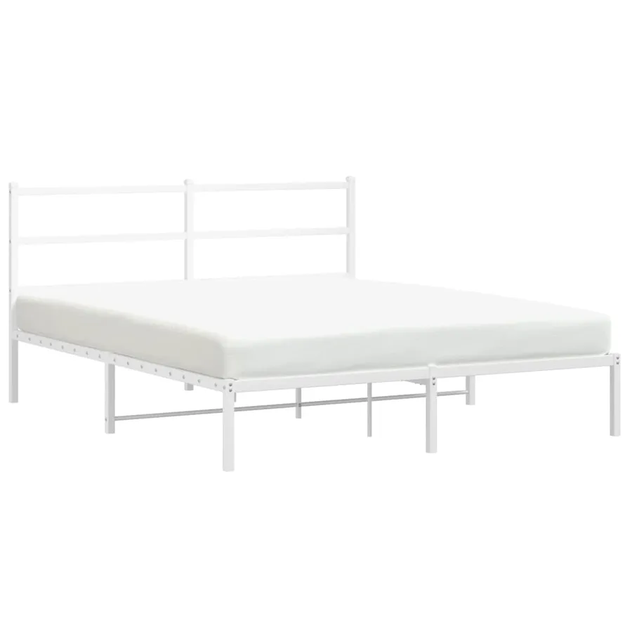 Cadre de lit métal sans matelas et tête de lit blanc 160x200 cm - 2