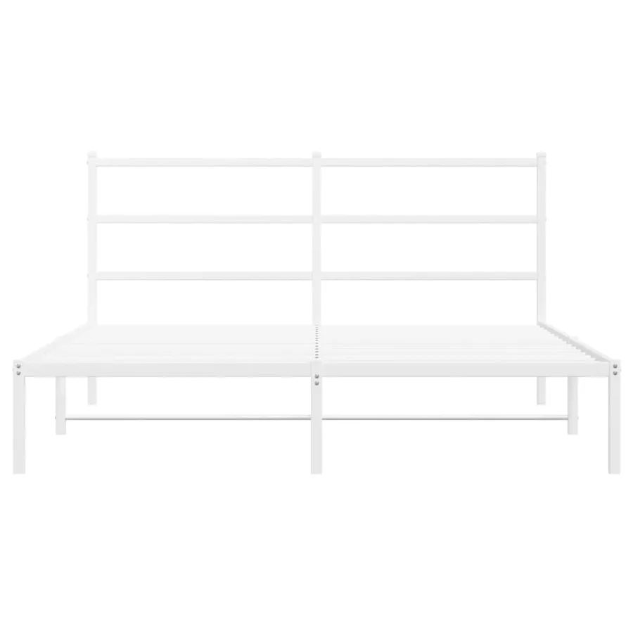 Cadre de lit métal sans matelas et tête de lit blanc 160x200 cm - 5