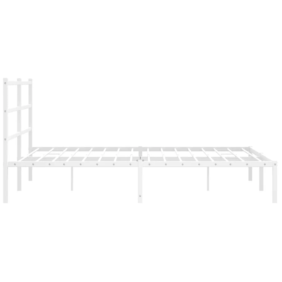Cadre de lit métal sans matelas et tête de lit blanc 160x200 cm - 6