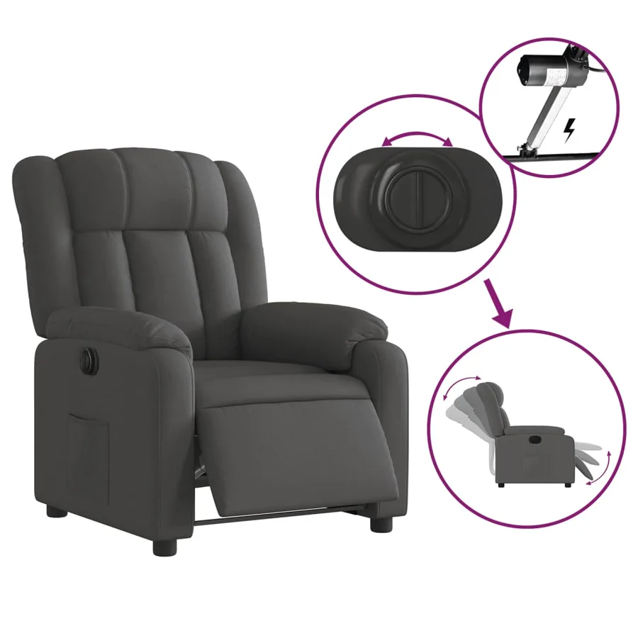 Fauteuil inclinable électrique Gris foncé Tissu - 6