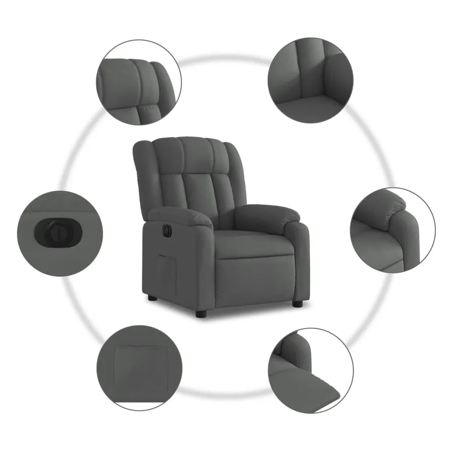 Fauteuil inclinable électrique Gris foncé Tissu - 8