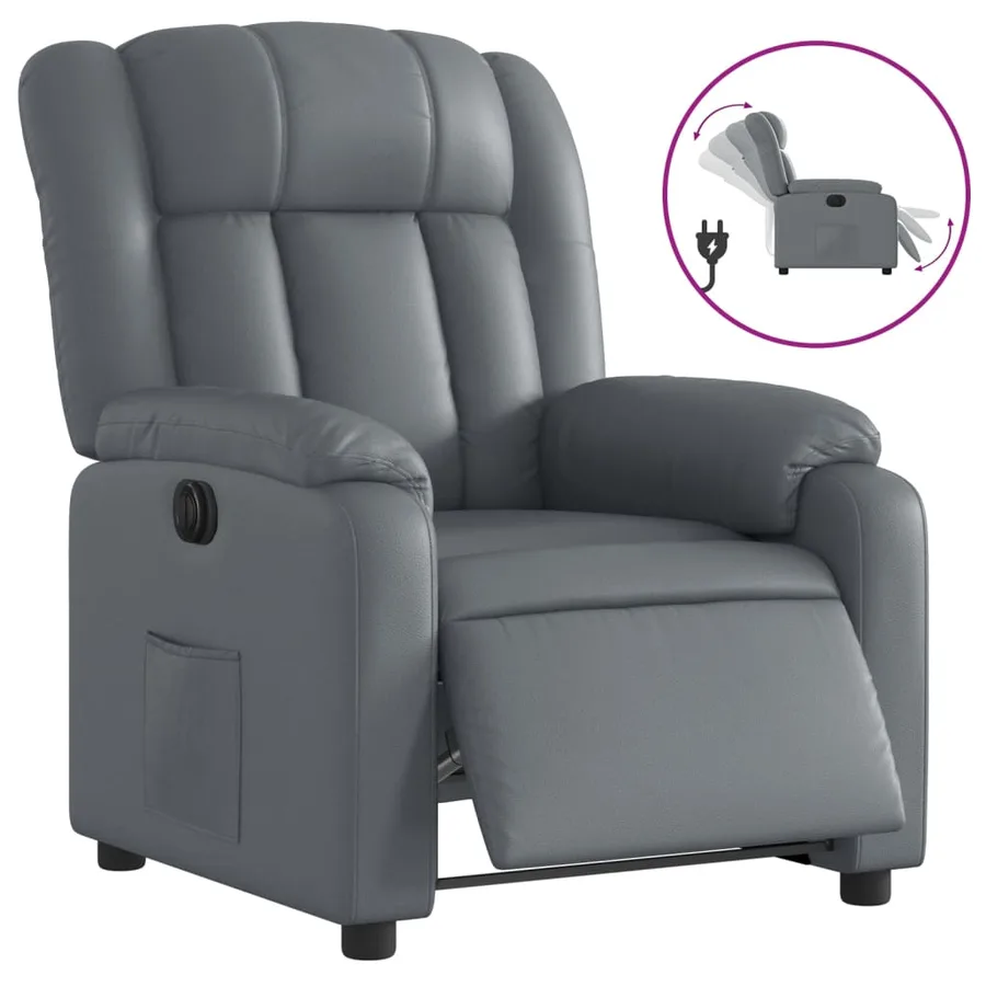 Fauteuil inclinable électrique Gris Similicuir - 2