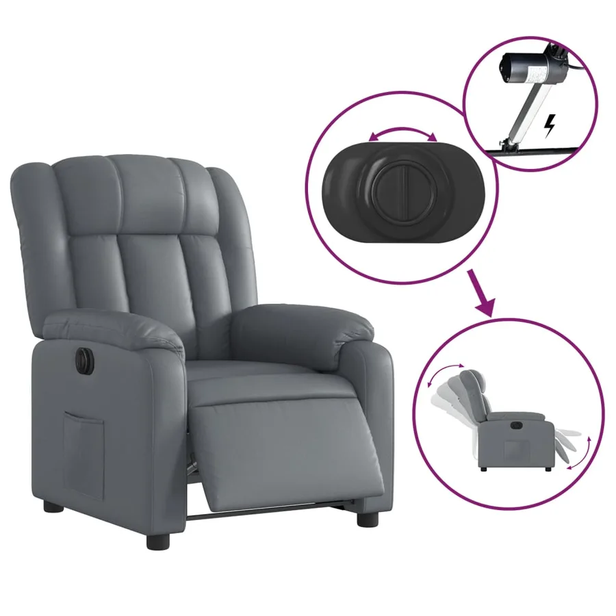 Fauteuil inclinable électrique Gris Similicuir - 6