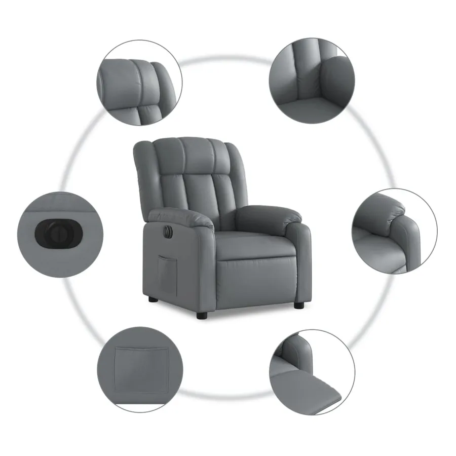 Fauteuil inclinable électrique Gris Similicuir - 8