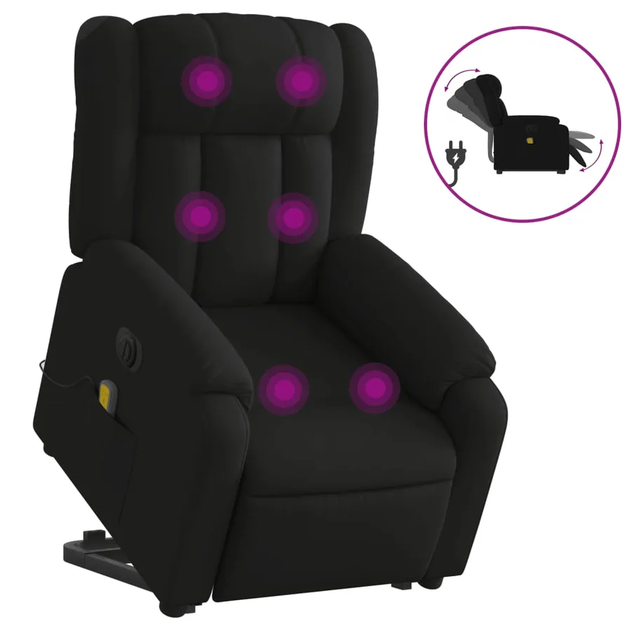 Fauteuil inclinable de massage électrique Noir Tissu - 2