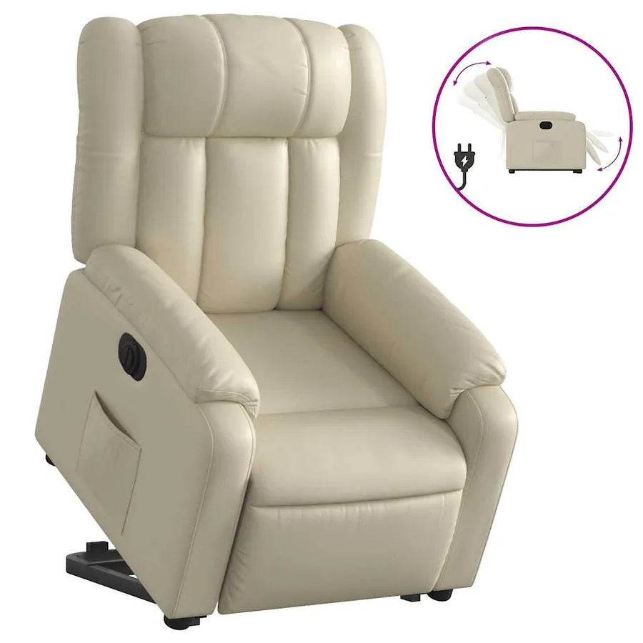 Fauteuil inclinable électrique crème similicuir - 2