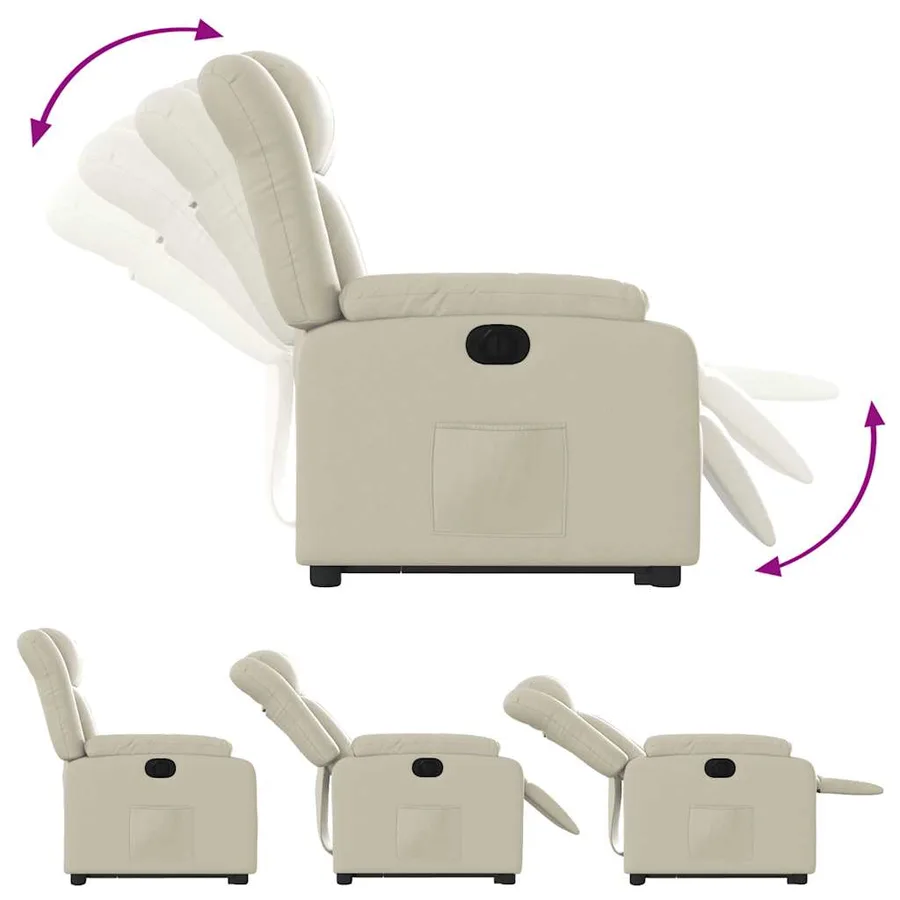 Fauteuil inclinable électrique crème similicuir - 7