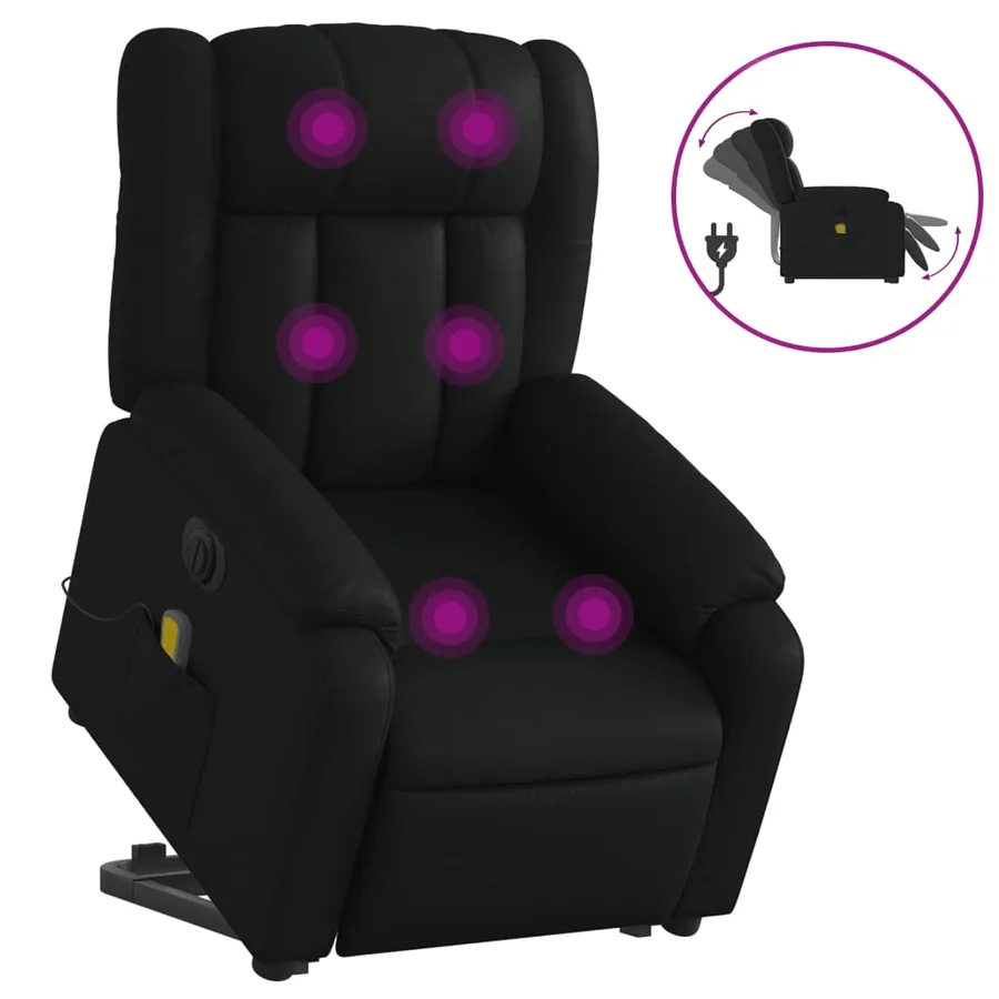 Fauteuil inclinable de massage électrique noir similicuir - 2