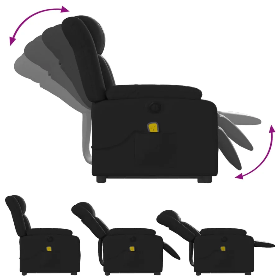 Fauteuil inclinable de massage électrique noir similicuir - 7
