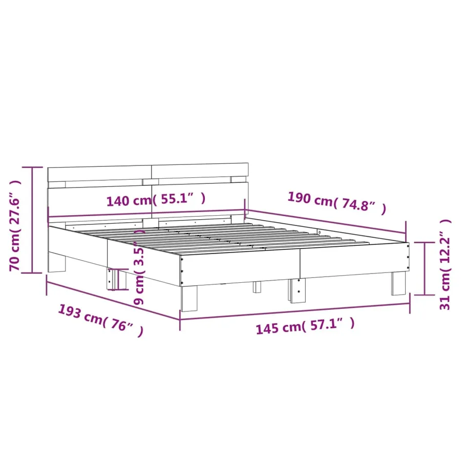 Cadre de lit sans matelas blanc 140x190 cm - 10