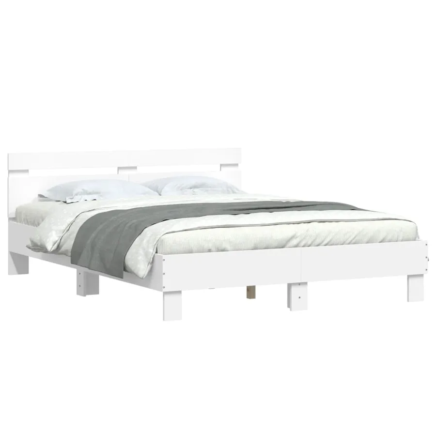 Cadre de lit sans matelas blanc 140x190 cm - 4