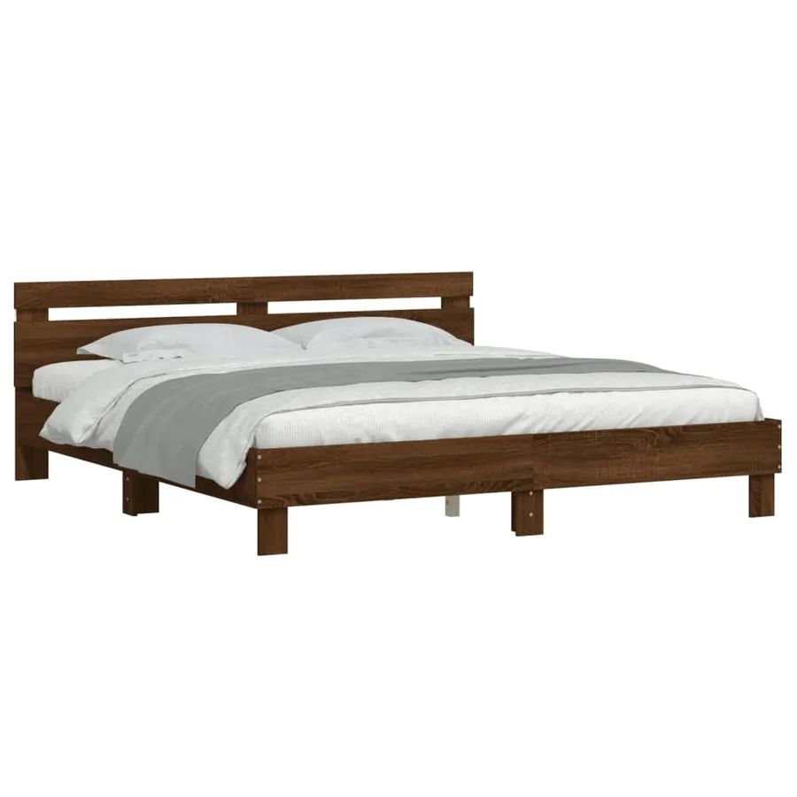 Cadre de lit avec LED sans matelas chêne marron 160x200 cm - 3