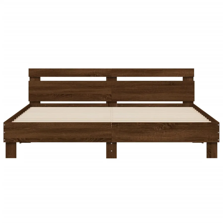 Cadre de lit avec LED sans matelas chêne marron 160x200 cm - 7