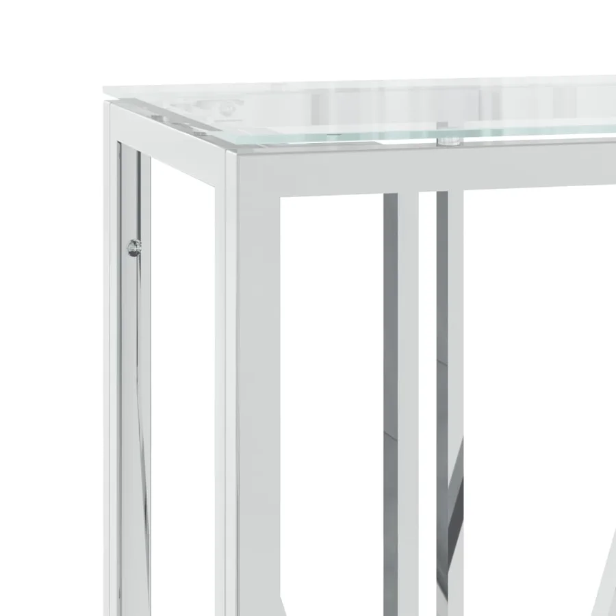Table console 110x30x70 cm acier inoxydable et verre - 5