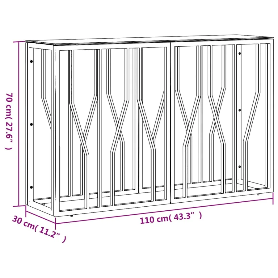 Table console 110x30x70 cm acier inoxydable et verre - 6