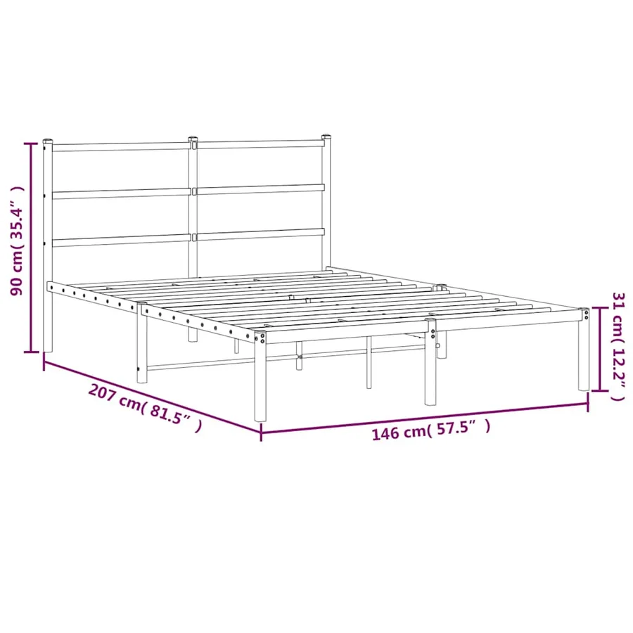 Cadre de lit métal sans matelas avec tête de lit noir 140x200cm - 10