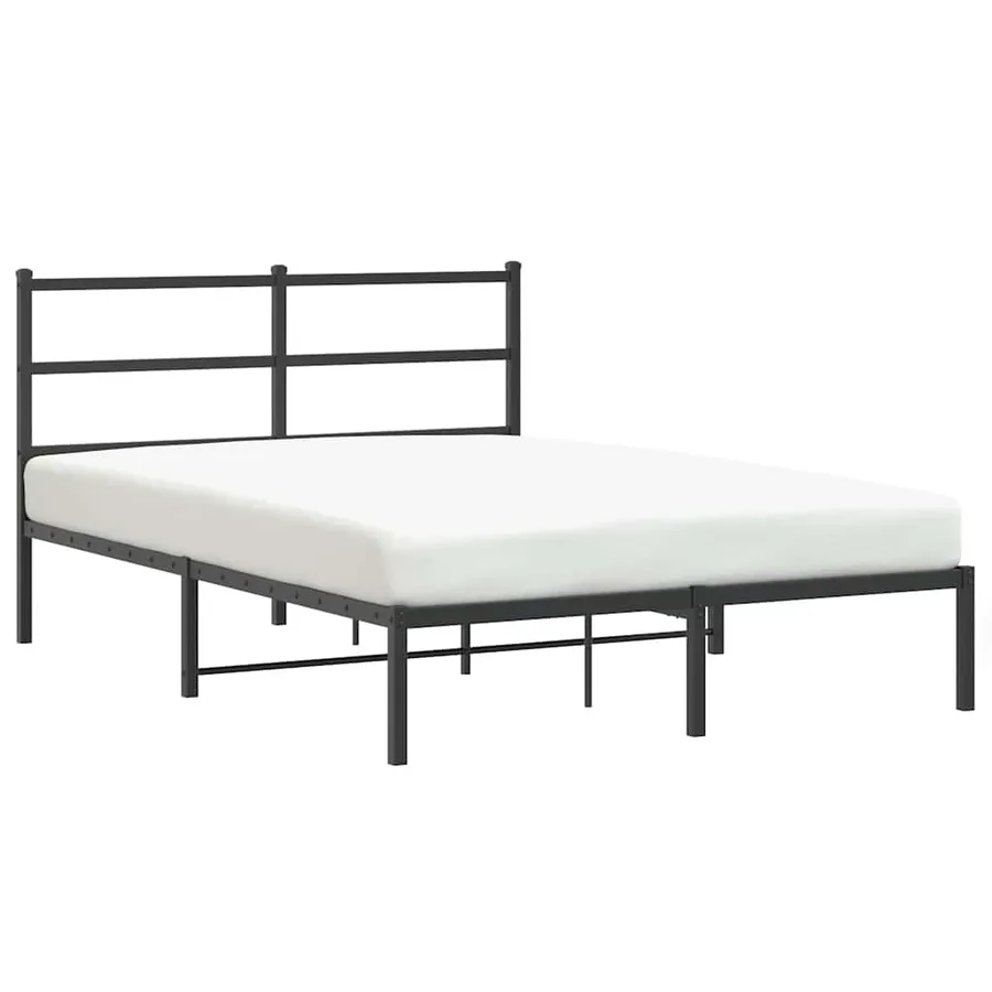 Cadre de lit métal sans matelas avec tête de lit noir 140x200cm - 2