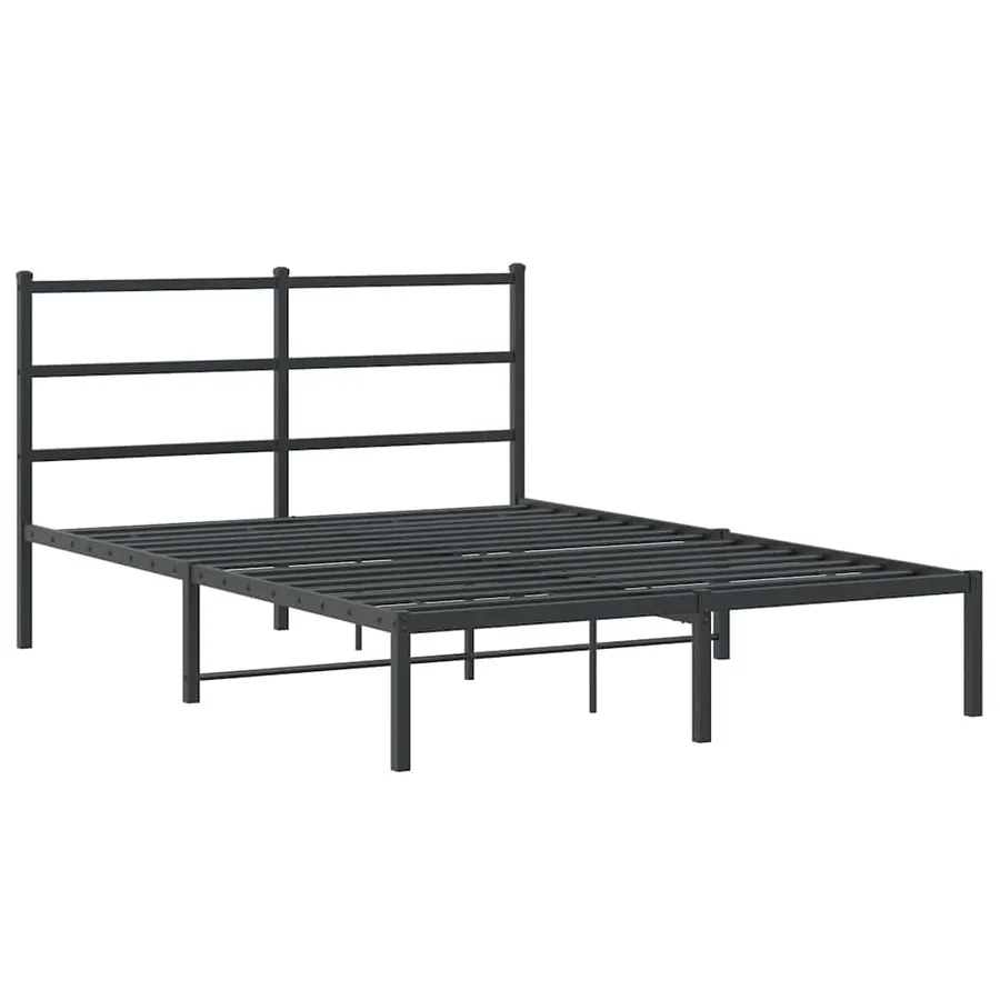 Cadre de lit métal sans matelas avec tête de lit noir 140x200cm - 3