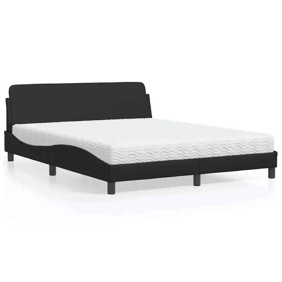 Lit avec matelas Dover noir 160x200 cm similicuir
