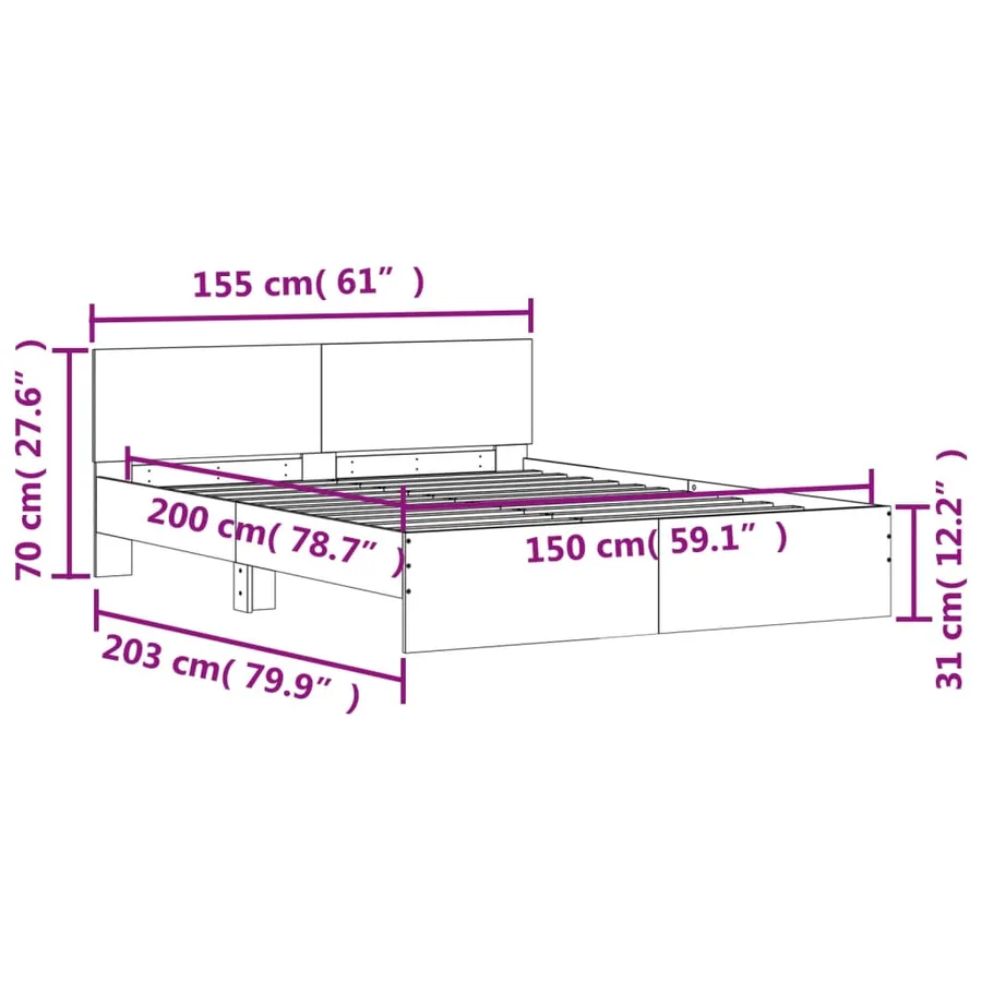 Cadre de lit sans matelas blanc 150x200 cm - 10